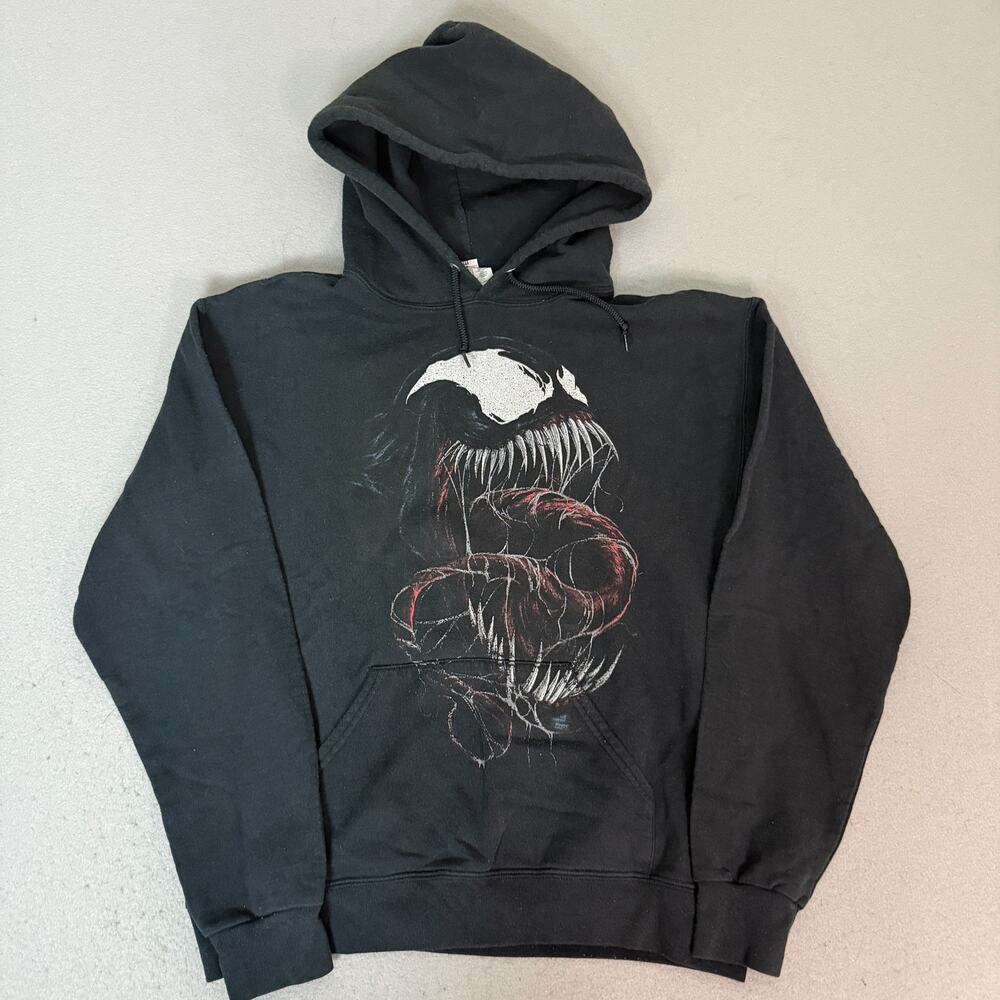 Marvel Venom Hoodie Mens Medium Black Jerzees NuBlend Pullover Graphic